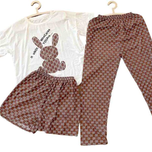 Bunny Print 3 Pajama Set