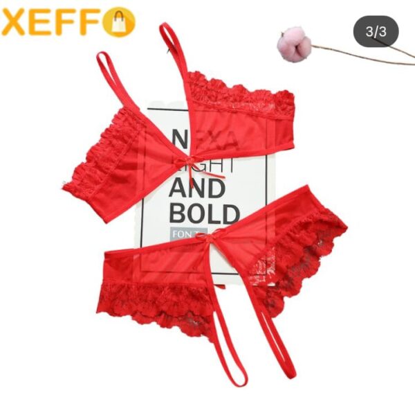 Xeffo Lace Lingerie Set – Breathable Bra & Panty Combo for Women | Adjustable, Stylish, Comfortable Fit Free Size upto bust 34